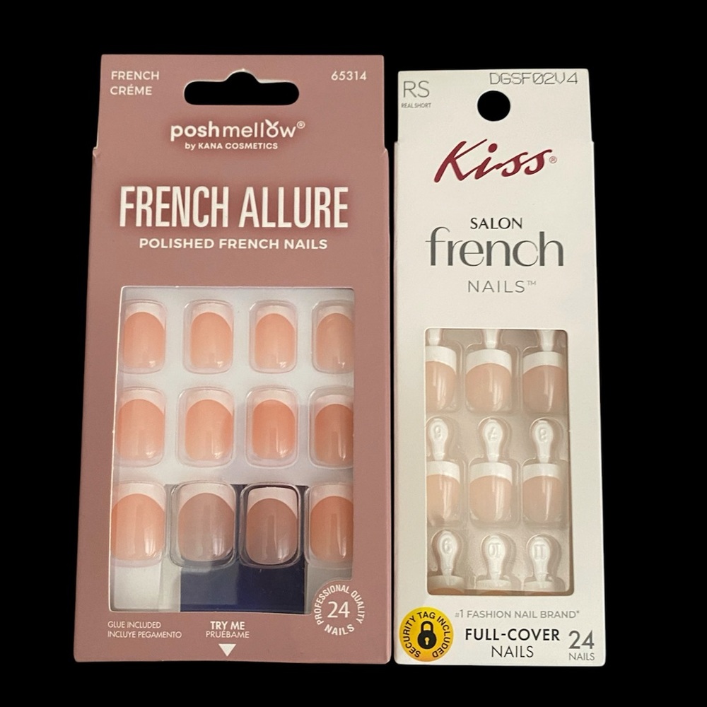 Bundle of 2 French press-on nail sets, both with 24 nails each